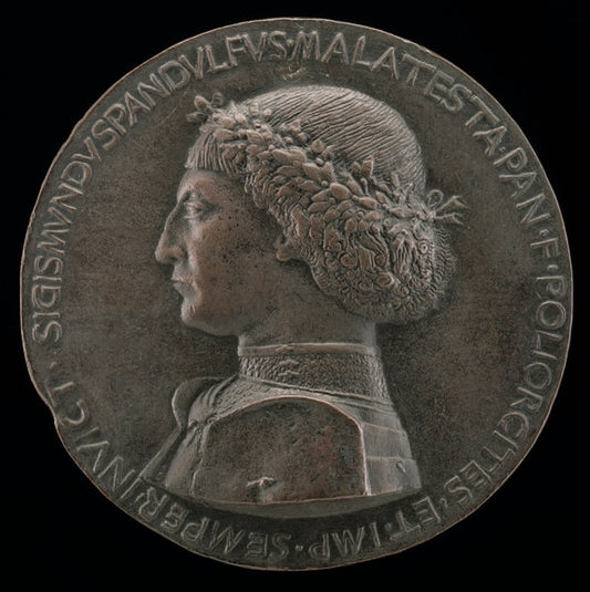 probably 1460/1468 by after Matteo de' Pasti (Sigismondo Pandolfo Malatesta, 1417-1468, Lord of Rimini and Fano [obverse]), 16X12"(A3)Poster Print