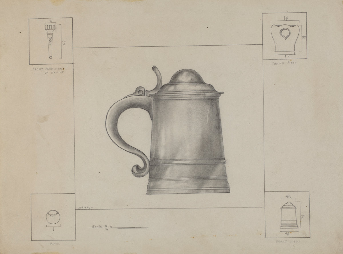 Pewter Tankard by Henry Meyers (American, active c. 1935), 16X12"(A3)Poster Print