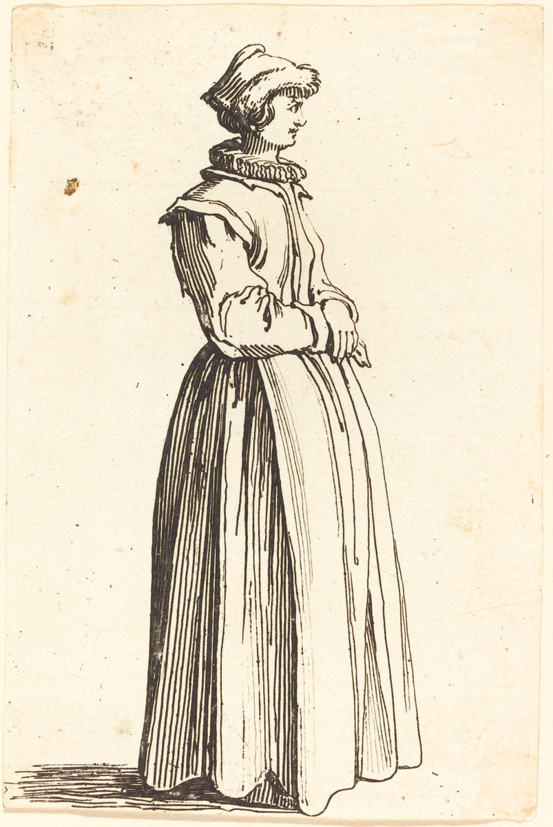 Young Woman, in Profile, Facing Right by Israel Henriet after Jacques Callot (French, c. 1590 - 1661), 16X12"(A3)Poster Print