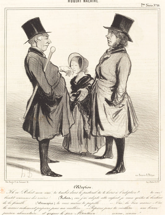L'Adoption - Ah ça! Robert, mon ami... by Honoré Daumier (French, 1808 - 1879), 16X12"(A3)Poster Print