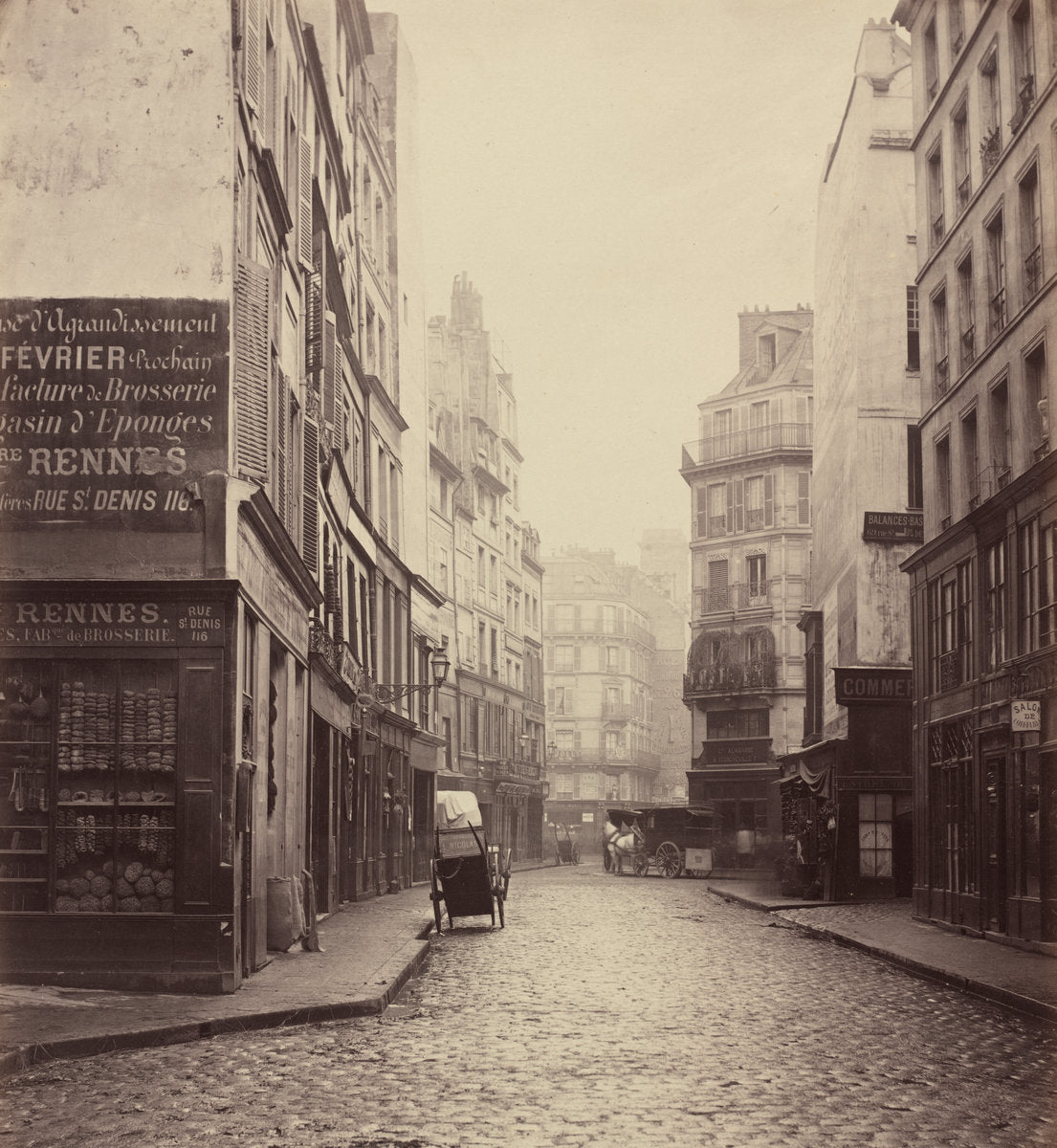 Rue des Lombards, from the rue des Lavandières Sainte-Opportune by Charles Marville (French, 1813 - 1879), 16X12"(A3)Poster Print