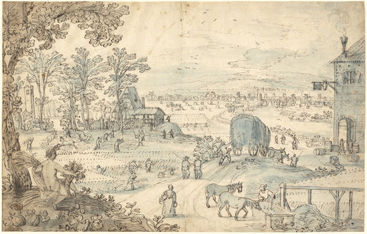 Summer Harvest in an Extensive Landscape by Lodewyk Toeput (Flemish, c. 1550 - 1603/1605), 16X12"(A3)Poster Print