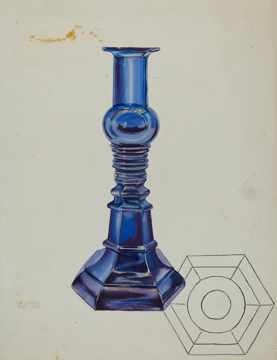 Glass Candlestick by Roberta Elvis (American, active c. 1935), 16X12"(A3)Poster Print