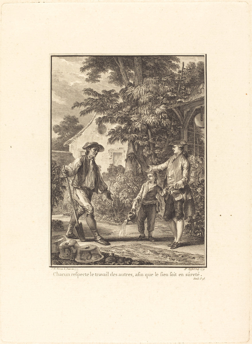 Chacun respecte le travail des autres, afin que le sien soit en sûreté by Pierre-Philippe Choffard after Jean-Michel Moreau (French, 1730 - 1809), 16X12"(A3)Poster Print