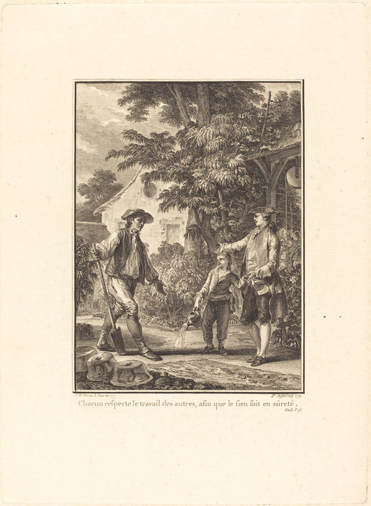 Chacun respecte le travail des autres, afin que le sien soit en sûreté by Pierre-Philippe Choffard after Jean-Michel Moreau (French, 1730 - 1809), 16X12"(A3)Poster Print