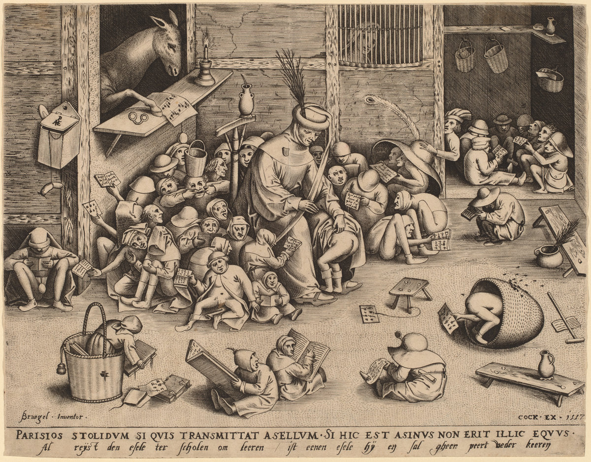 The Ass at School by Pieter van der Heyden after Pieter Bruegel the Elder (Flemish, active c. 1551/1572), 16X12"(A3)Poster Print