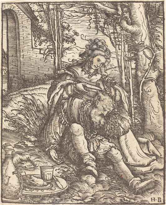 Samson and Delilah by Hans Burgkmair I (German, 1473 - 1531), 16X12"(A3)Poster Print