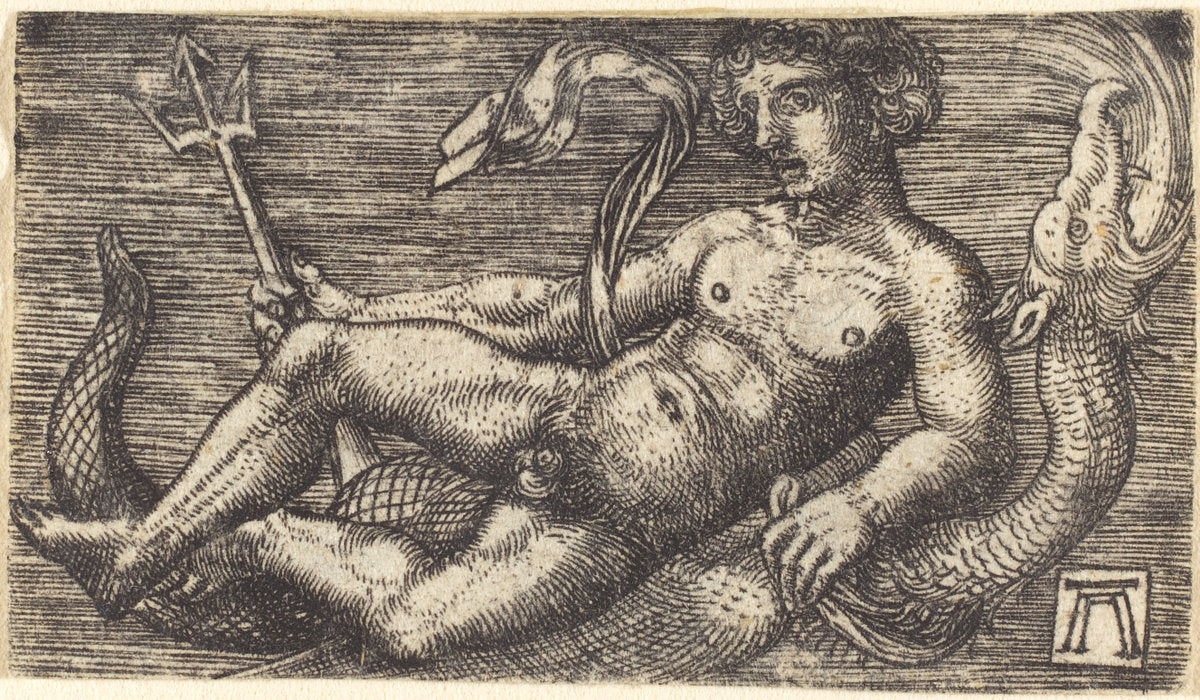 Neptune on a Sea Monster by Albrecht Altdorfer (German, 1480 or before - 1538), 16X12"(A3)Poster Print