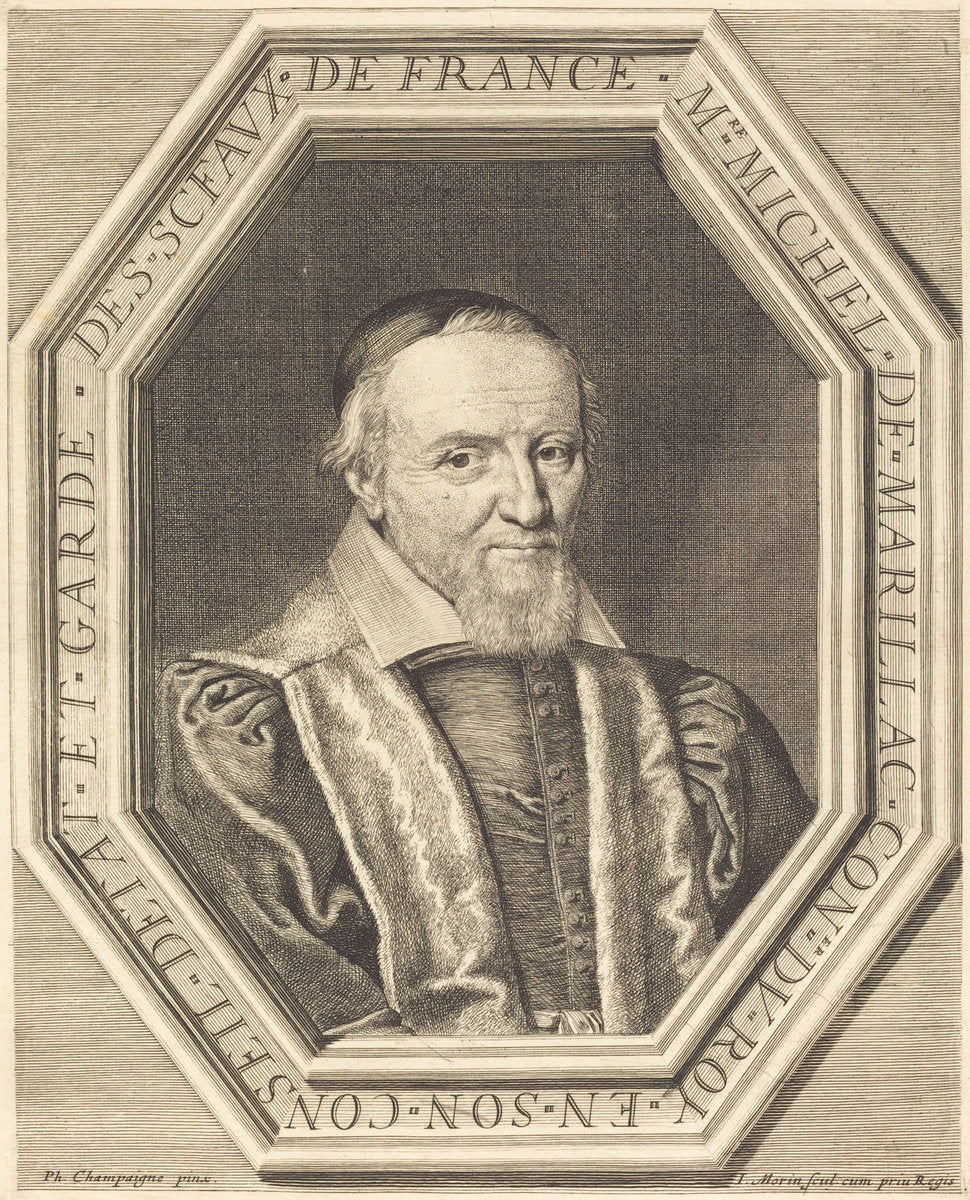 Michel de Marillac by Jean Morin after Philippe de Champaigne (French, c. 1600 - 1650), 16X12"(A3)Poster Print