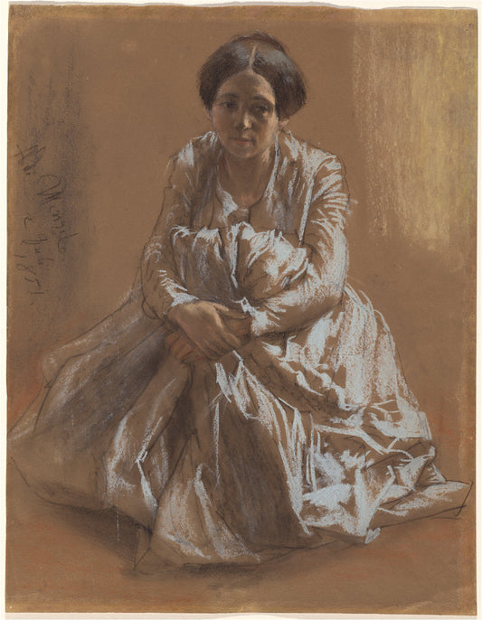 The Artist's Sister Emilie by Adolph Menzel (German, 1815 - 1905), 16X12"(A3)Poster Print