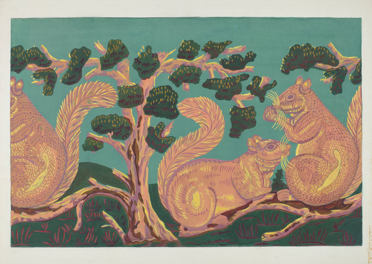 Bandbox Design - Squirrels by Isabella Ruth Doerfler (American, active c. 1935), 16X12"(A3)Poster Print