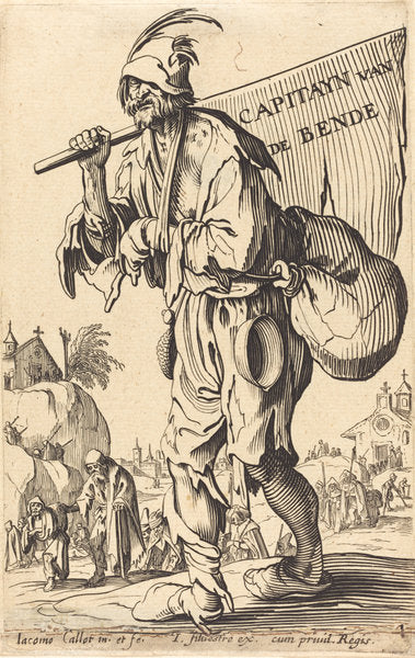 etching by after Jacques Callot (Captain of the Barons), 16X12"(A3)Poster Print