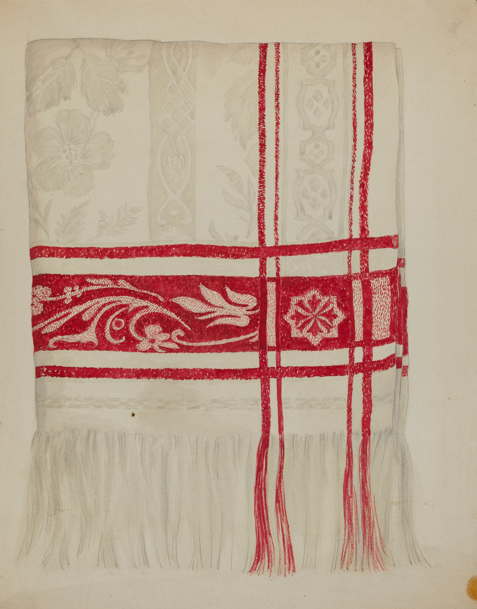 Linen Towel - Flower Design by Eva Wilson (American, active c. 1935), 16X12"(A3)Poster Print