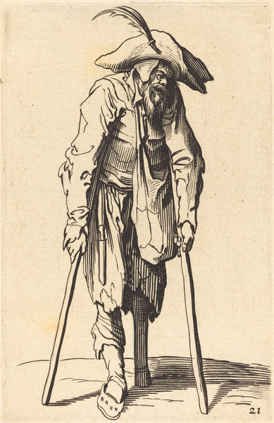 etching by after Jacques Callot (Beggar with Wooden Leg), 16X12"(A3)Poster Print