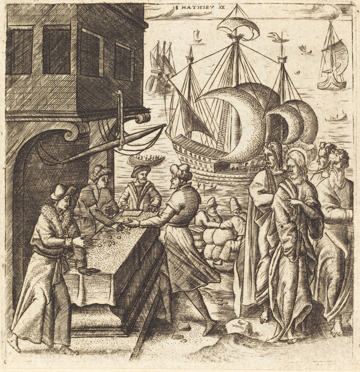 The Calling of Matthew by Léonard Gaultier (French, 1561 - 1641), 16X12"(A3)Poster Print