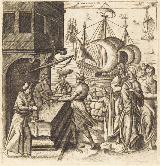 The Calling of Matthew by Léonard Gaultier (French, 1561 - 1641), 16X12"(A3)Poster Print