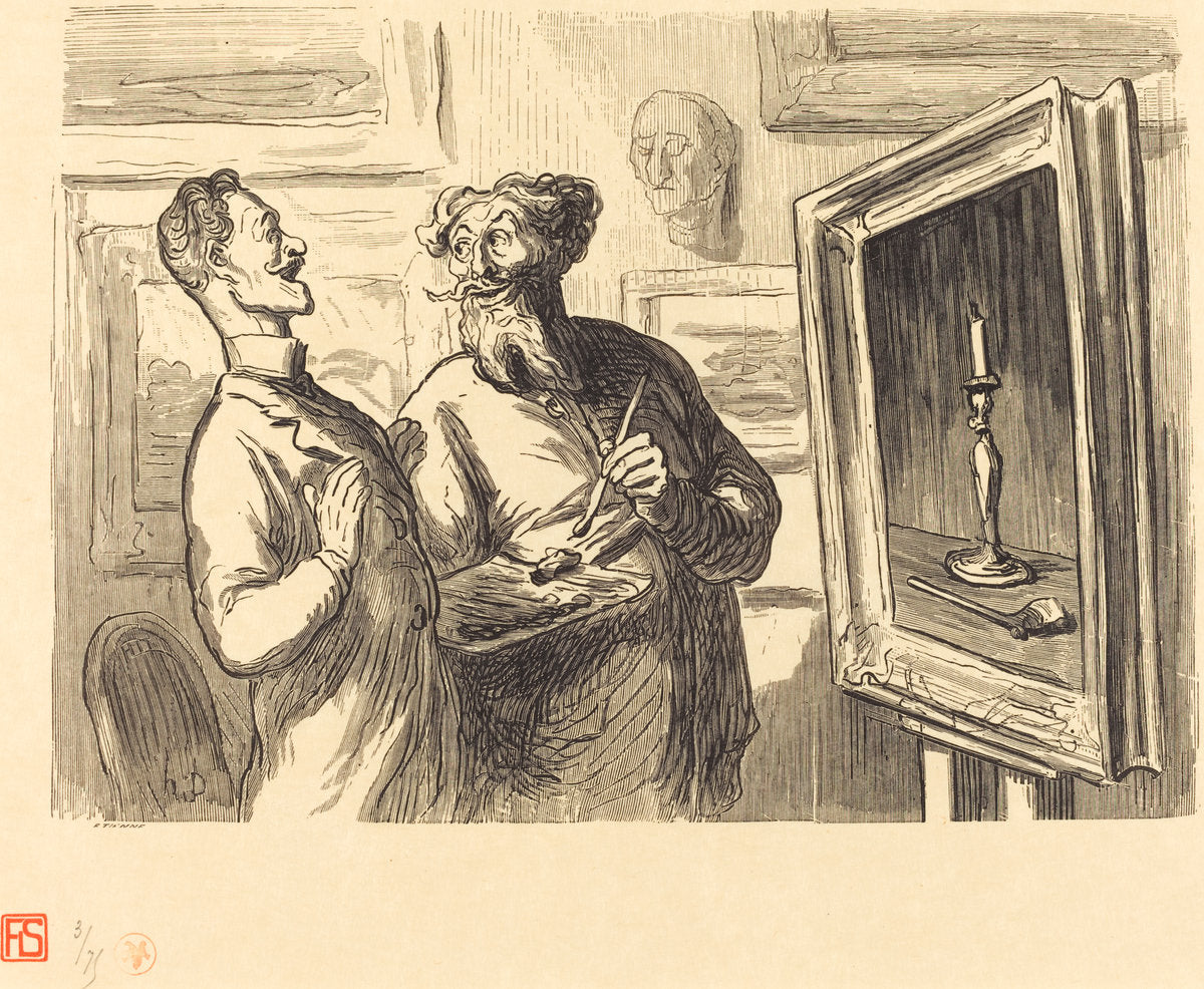 Un Realiste trouve toujours un plus realiste qui l'admire by Etienne after Honoré Daumier (French, active 19th century), 16X12"(A3)Poster Print