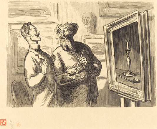 Un Realiste trouve toujours un plus realiste qui l'admire by Etienne after Honoré Daumier (French, active 19th century), 16X12"(A3)Poster Print
