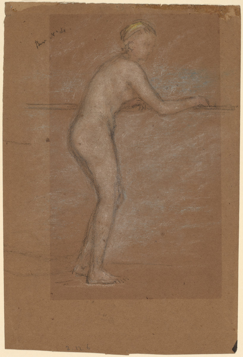 Nude Leaning on a Rail [recto] by James McNeill Whistler (American, 1834 - 1903), 16X12"(A3)Poster Print