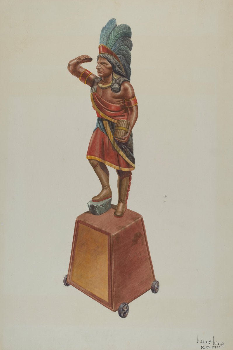 Cigar Store Indian by Harry King (American, 1917 - 2001), 16X12"(A3)Poster Print