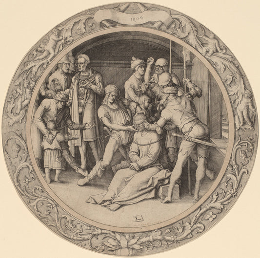 The Scoffing of Christ by Lucas van Leyden (Netherlandish, 1489/1494 - 1533), 16X12"(A3)Poster Print