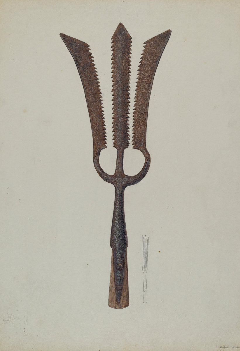Sturgeon Spear by Samuel Faigin (American, active c. 1935), 16X12"(A3)Poster Print