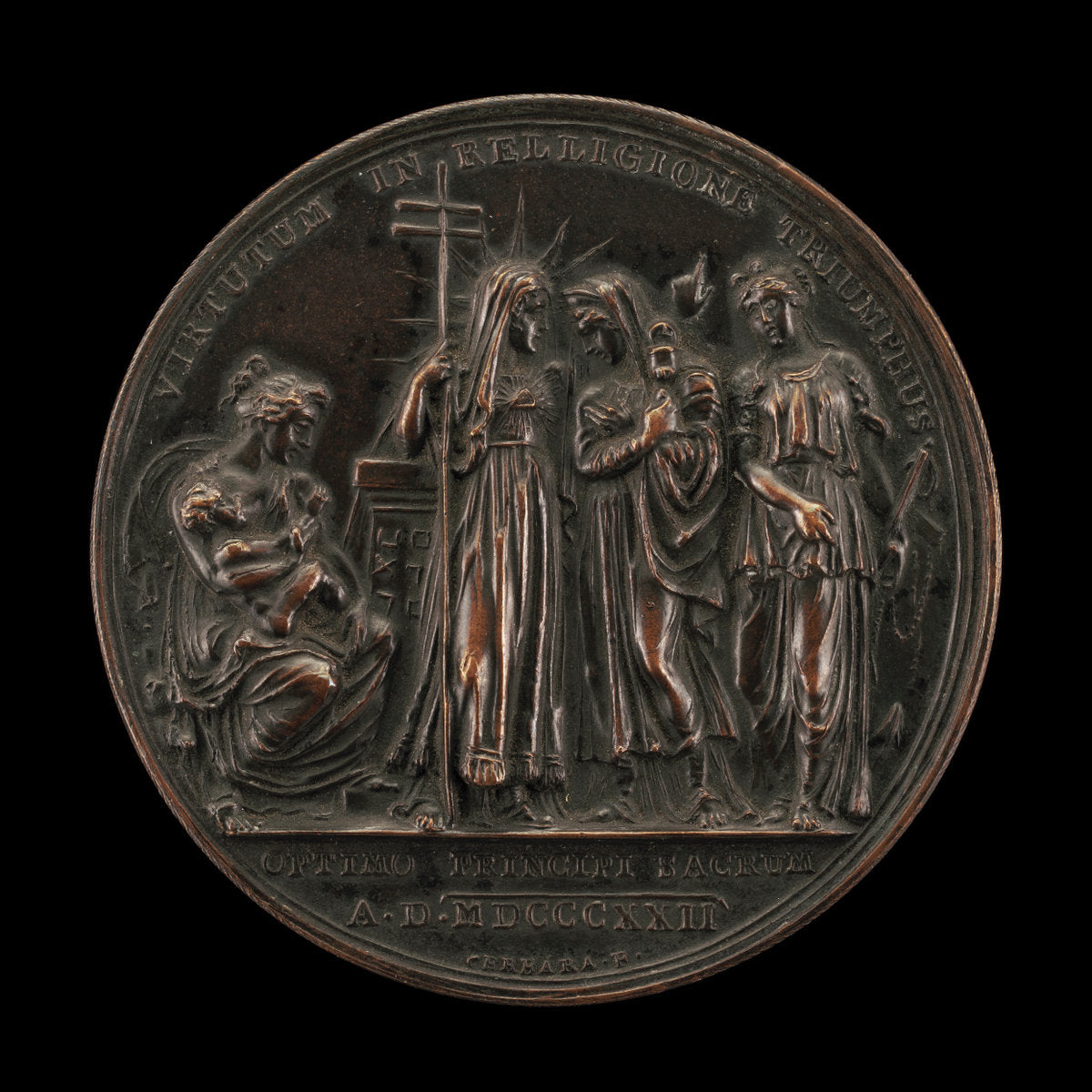 Allegory of the Triumph of Religion [reverse] by Giuseppe Cerbara (Italian, 1770 - 1856), 16X12"(A3)Poster Print