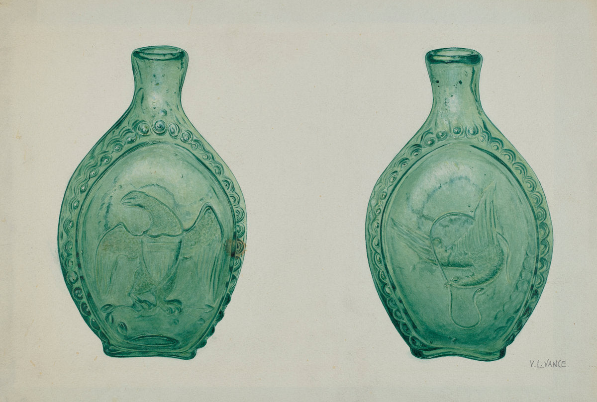 Green Glass Flask by V.L. Vance (American, active c. 1935), 16X12"(A3)Poster Print