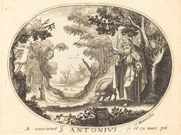 Saint Anthony by Balthasar Moncornet (French, c. 1600 - 1668), 16X12"(A3)Poster Print