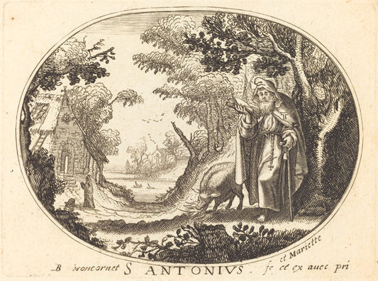 Saint Anthony by Balthasar Moncornet (French, c. 1600 - 1668), 16X12"(A3)Poster Print