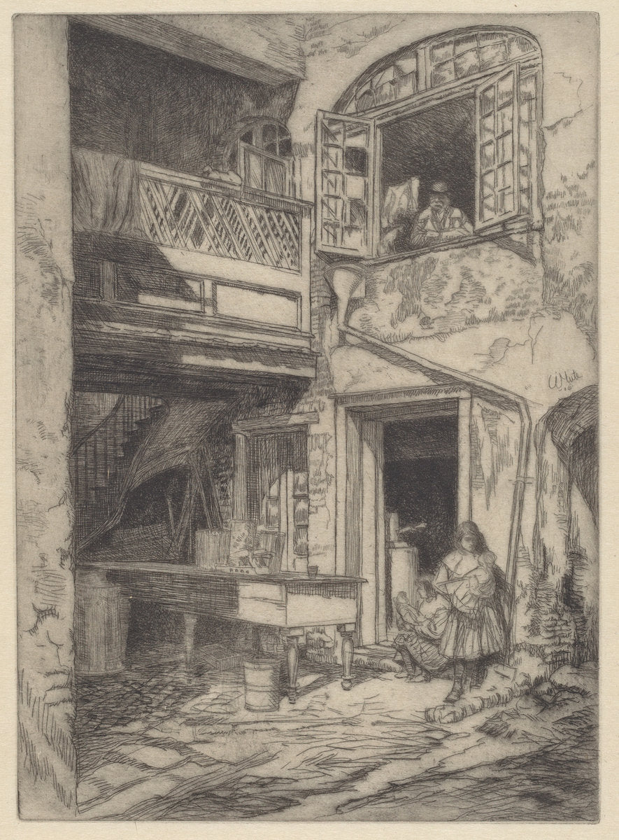 An Old Courtyard (New Orleans) by Charles Henry White (American, born Canada, 1878 - 1918), 16X12"(A3)Poster Print