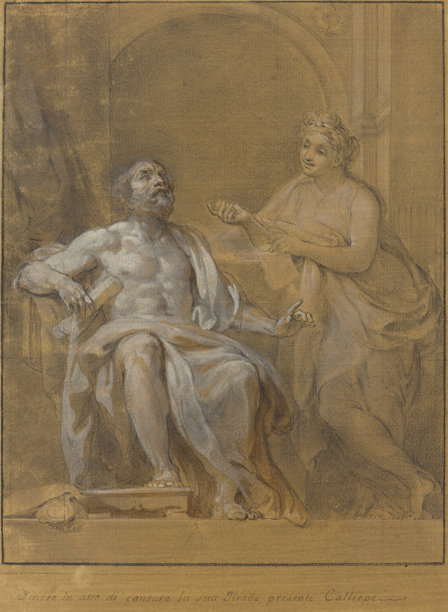 Homer and Calliope by Tommaso Conca (Italian, 1734 - 1822), 16X12"(A3)Poster Print