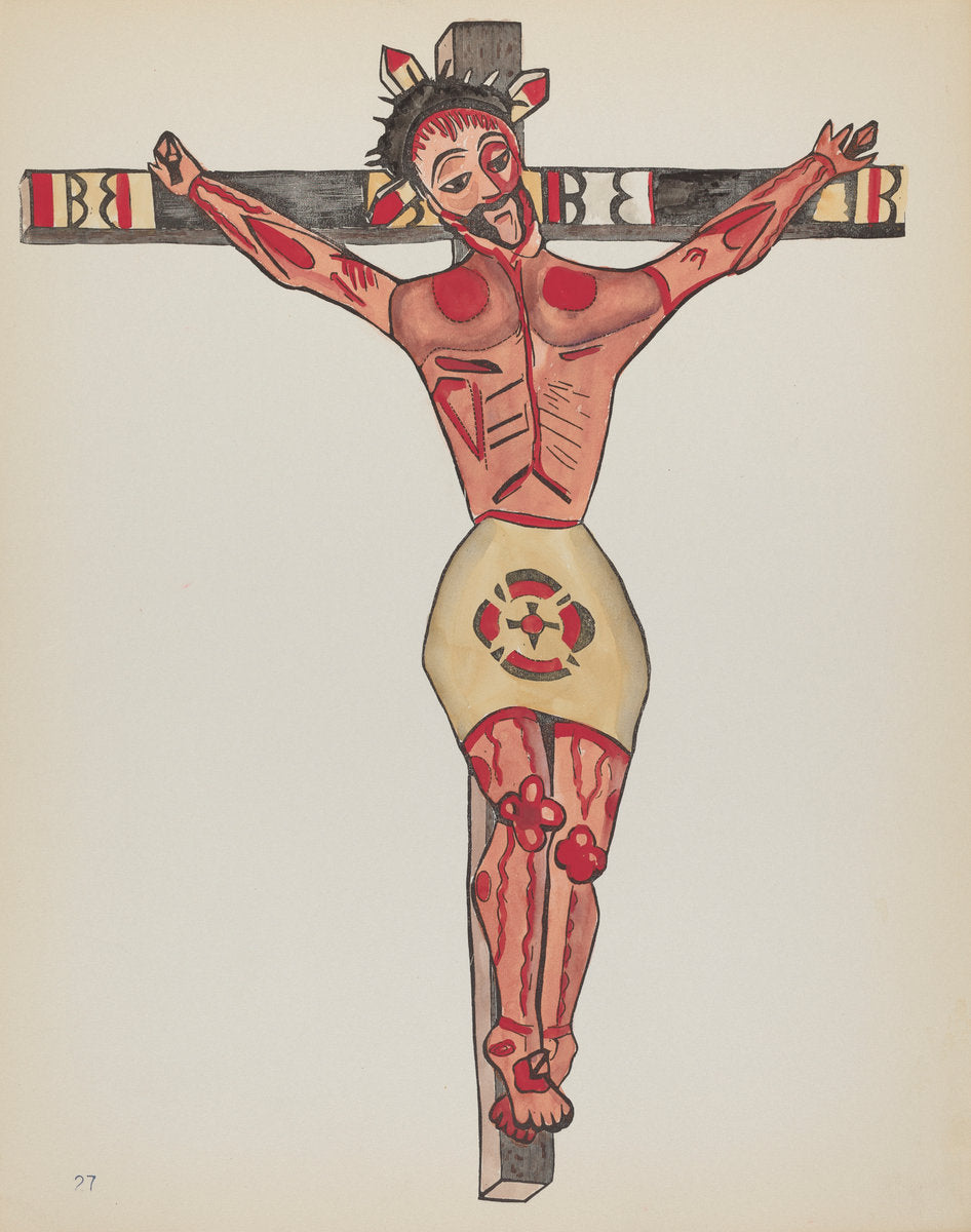 1935/1942 by American 20th Century (Plate 27: Christ Crucified, Mora: From Portfolio "Spanish Colonial Designs of New Mexico"), 16X12"(A3)Poster Print