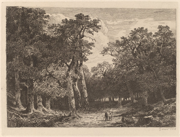 Couple in a Clearing by Alexandre Calame (Swiss, 1810 - 1864), 16X12"(A3)Poster Print