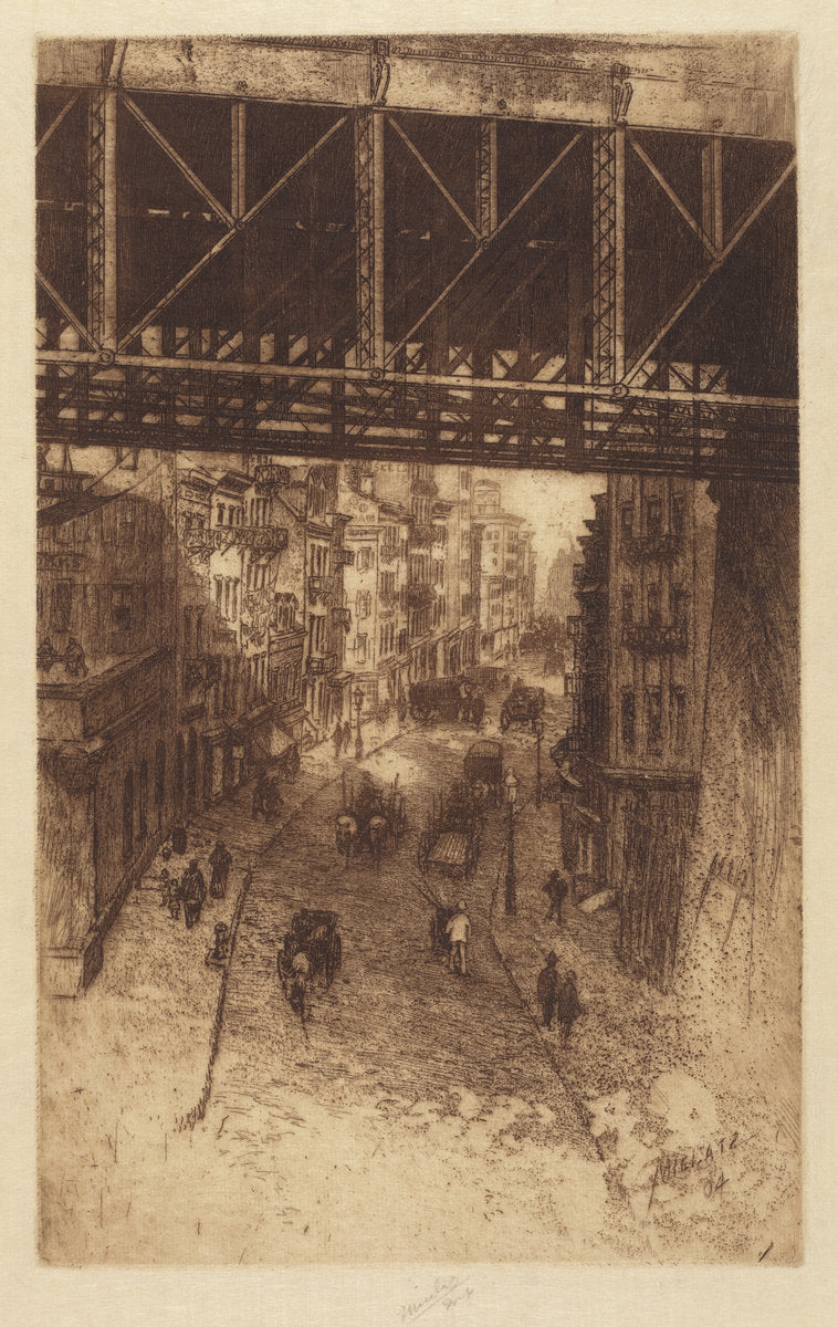 Cherry Street, N.Y. by Charles Frederick William Mielatz (American, 1864 - 1919), 16X12"(A3)Poster Print