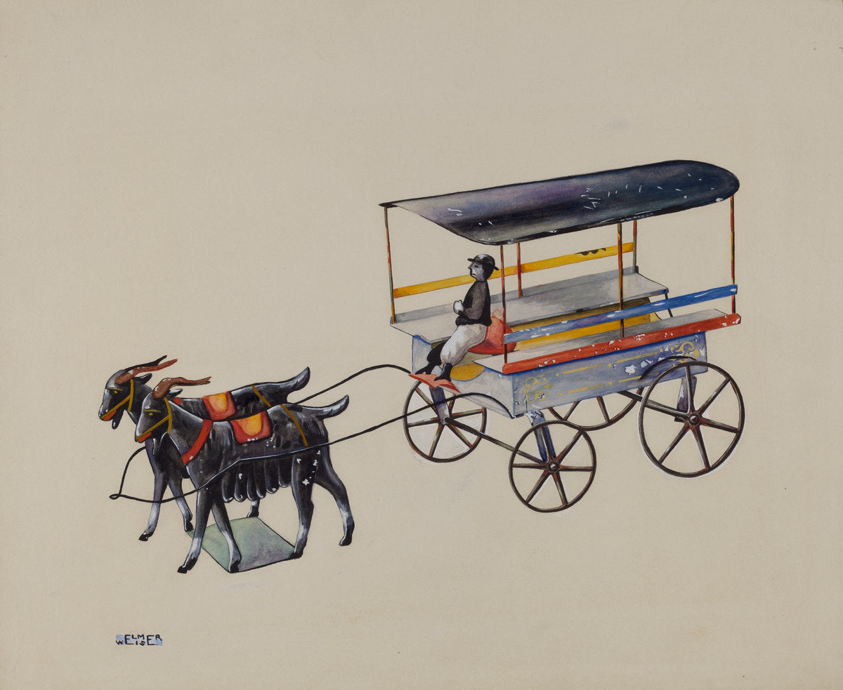Toy Goat Cart by Elmer Weise (American, active c. 1935), 16X12"(A3)Poster Print