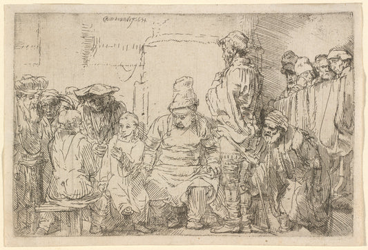 Christ Seated Disputing with the Doctors by Rembrandt van Rijn (Dutch, 1606 - 1669), 16X12"(A3)Poster Print