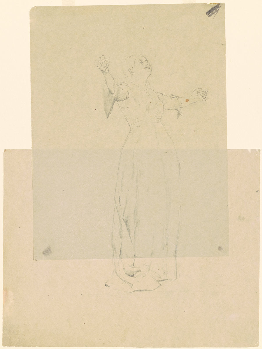 Woman with Outstretched Arms by Thomas Hovenden (American, 1840 - 1895), 16X12"(A3)Poster Print