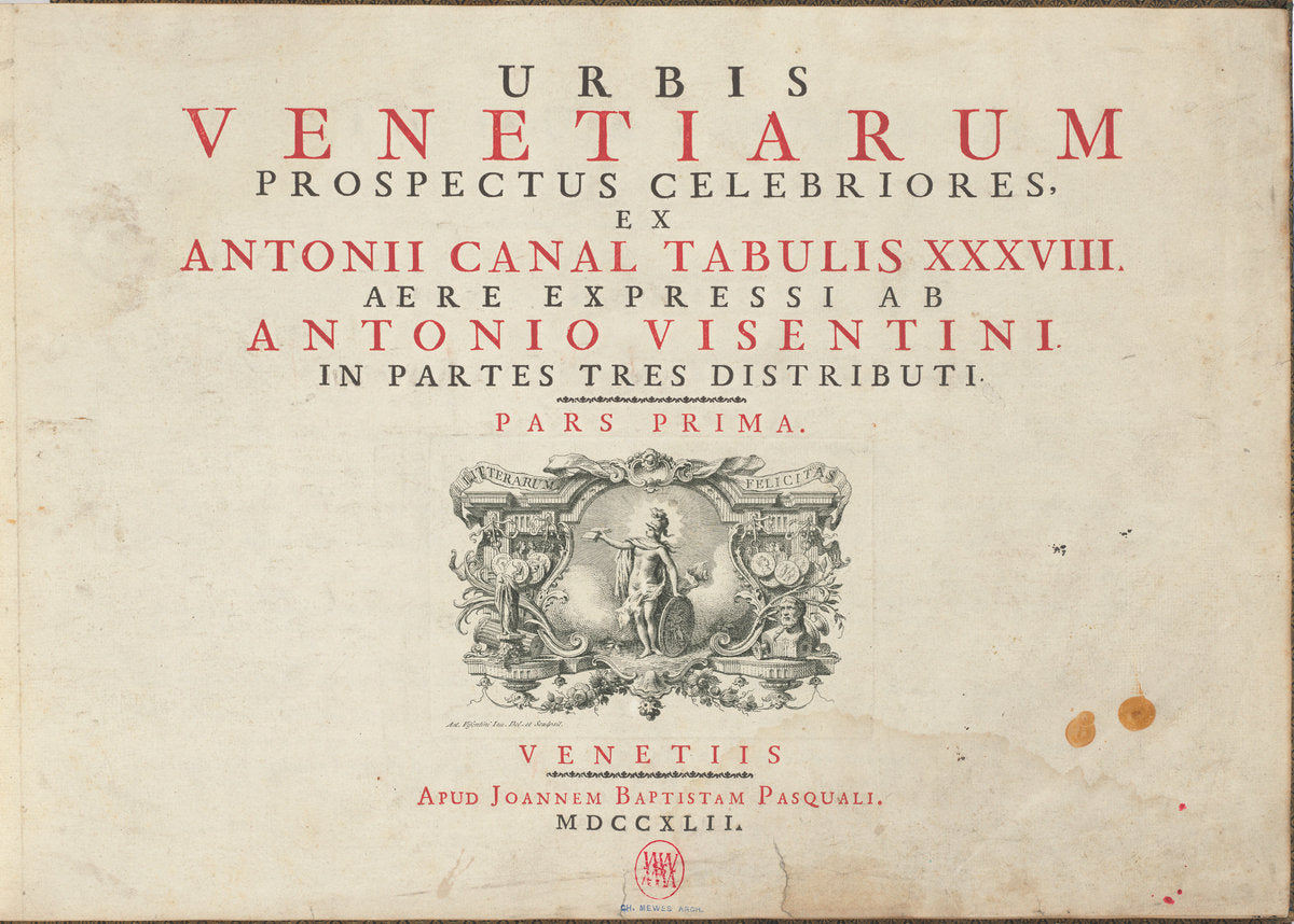 Urbis Venetiarum Prospectus Celebriores, Ex Antonii Canal Tabulis XXXVIII. Aere Expressi ab Antonio Visentini in Partes Tres Distributi. Pars Prima [-Pars Tertia] by Antonio Visentini (author) (Venetian, 1688 - 1782), 16X12"(A3)Poster Print