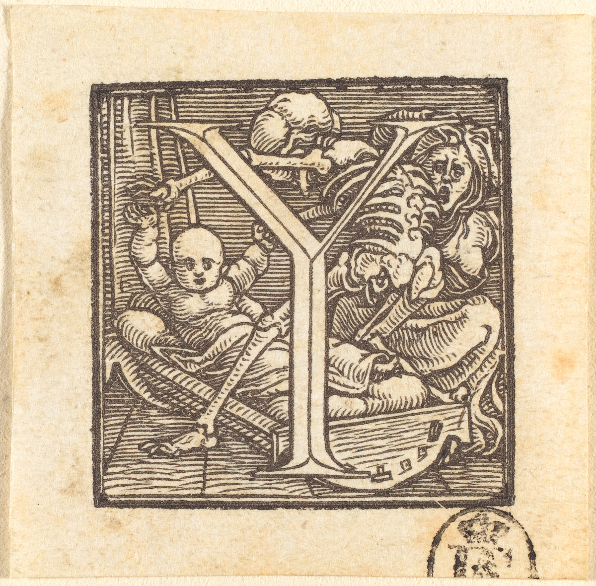 Letter Y by Hans Holbein the Younger (German, 1497/1498 - 1543), 16X12"(A3)Poster Print