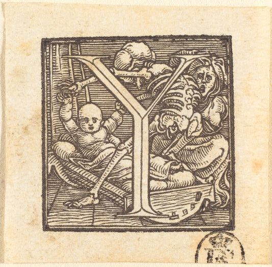 Letter Y by Hans Holbein the Younger (German, 1497/1498 - 1543), 16X12"(A3)Poster Print