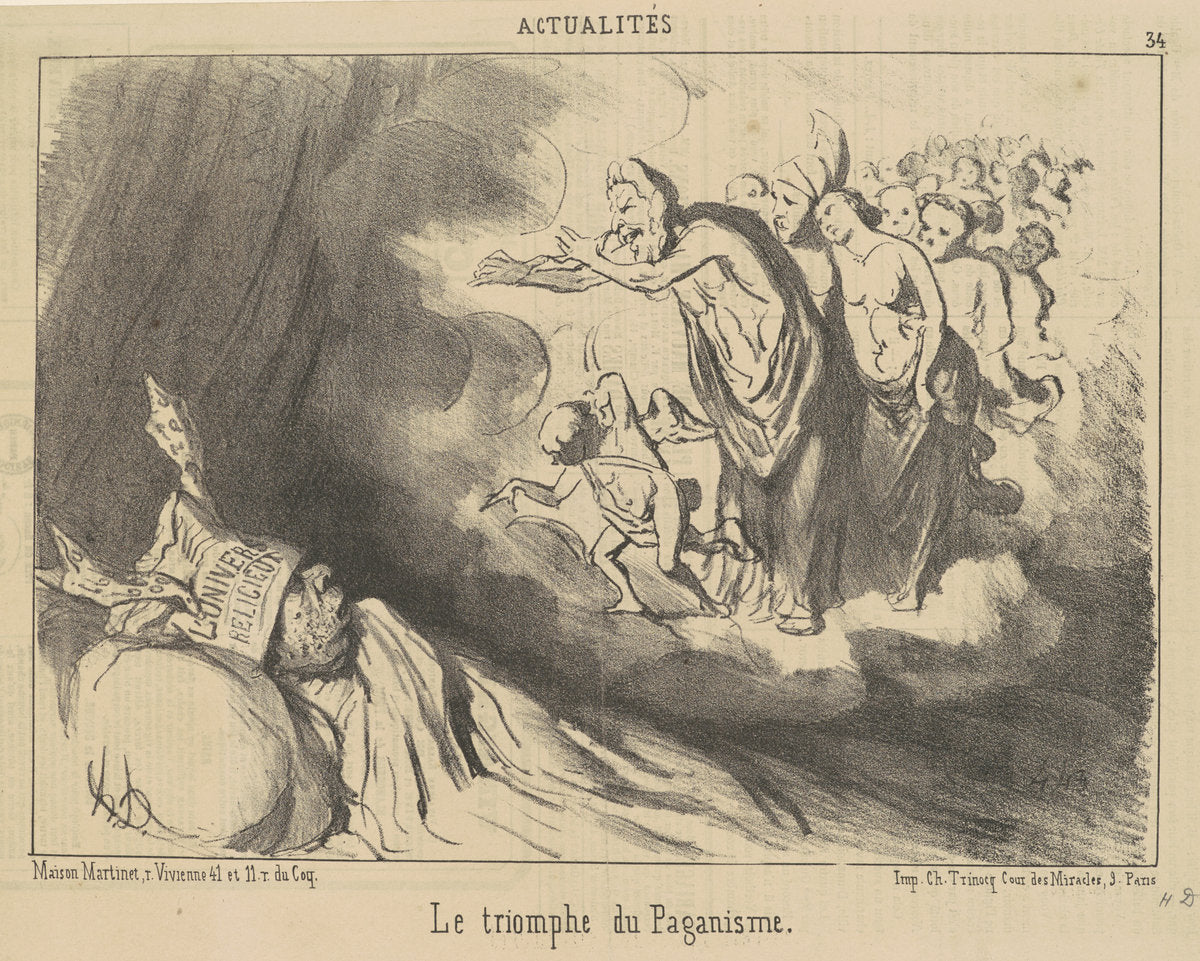 Le triomphe du paganisme by Honoré Daumier (French, 1808 - 1879), 16X12"(A3)Poster Print