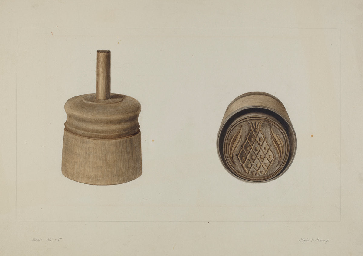 Pa. German Butter Mold by Clyde L. Cheney (American, active c. 1935), 16X12"(A3)Poster Print
