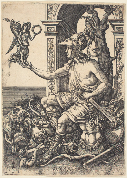 Personification of Rome by Hieronymus Hopfer after Giovanni Battista Palumba (German, active c. 1520 - 1550 or after), 16X12"(A3)Poster Print