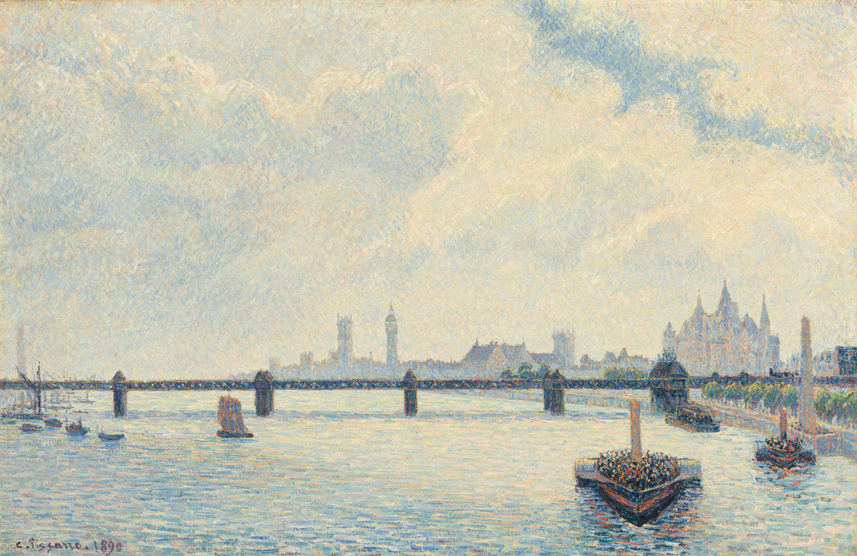 Charing Cross Bridge, London by Camille Pissarro (French, 1830 - 1903), 16X12"(A3)Poster Print