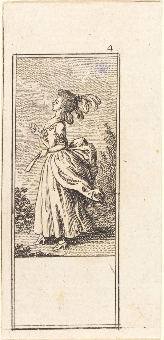 Girl with Fan, Facing Left by Daniel Nikolaus Chodowiecki (German, 1726 - 1801), 16X12"(A3)Poster Print