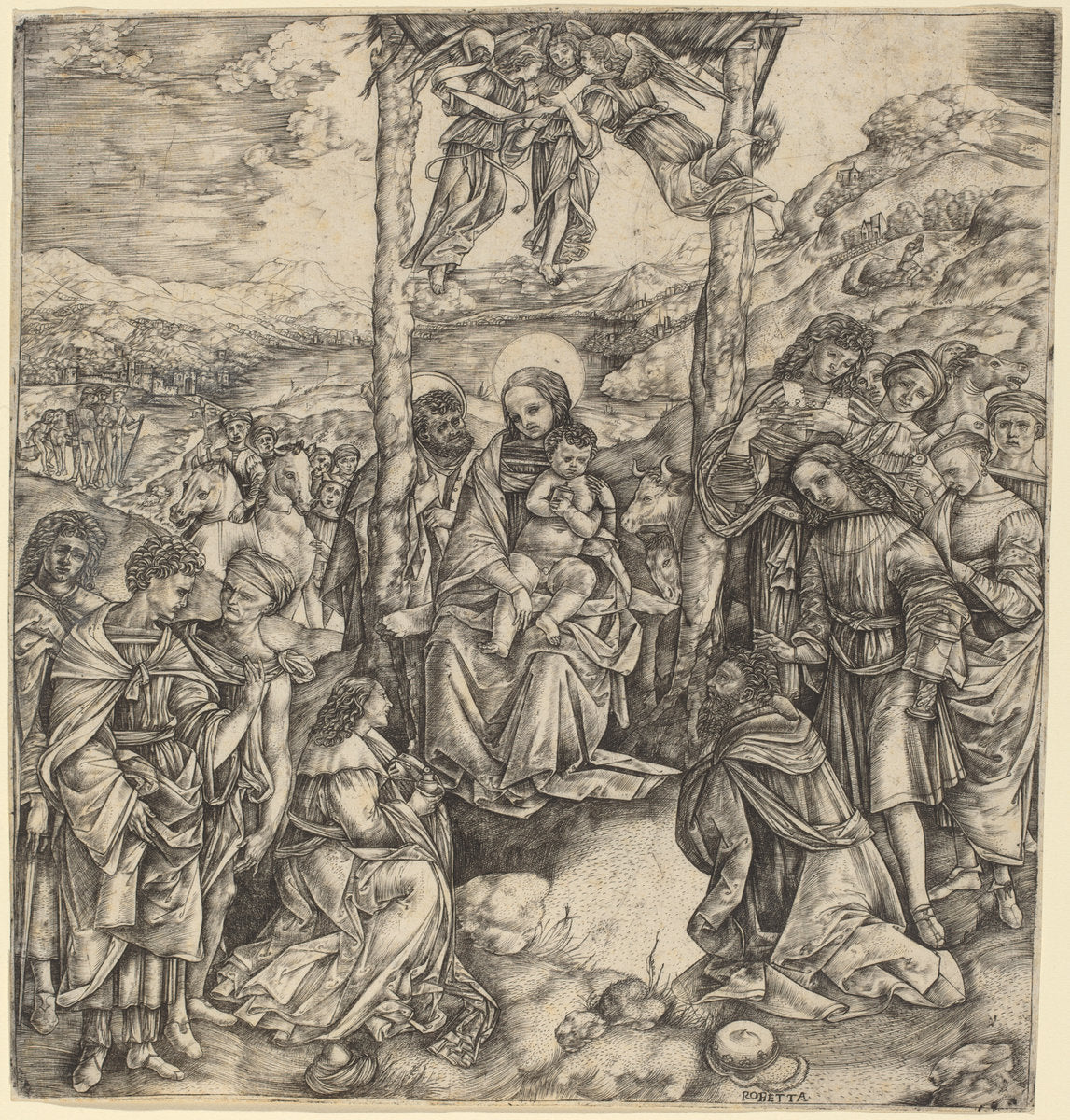 The Adoration of the Magi by Cristofano Robetta (Italian, 1462 - 1535 or after), 16X12"(A3)Poster Print