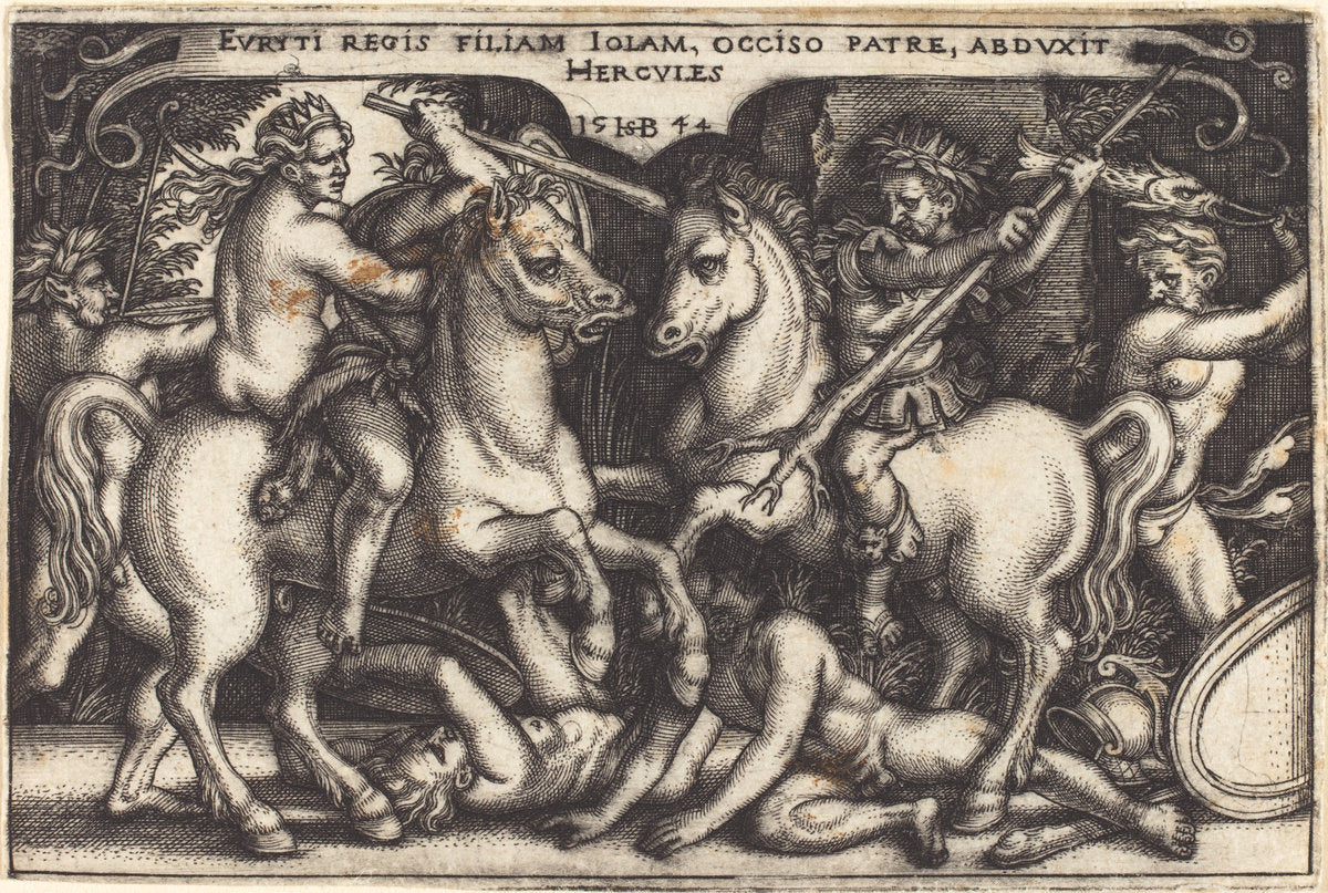 Hercules and Iole by Sebald Beham (German, 1500 - 1550), 16X12"(A3)Poster Print
