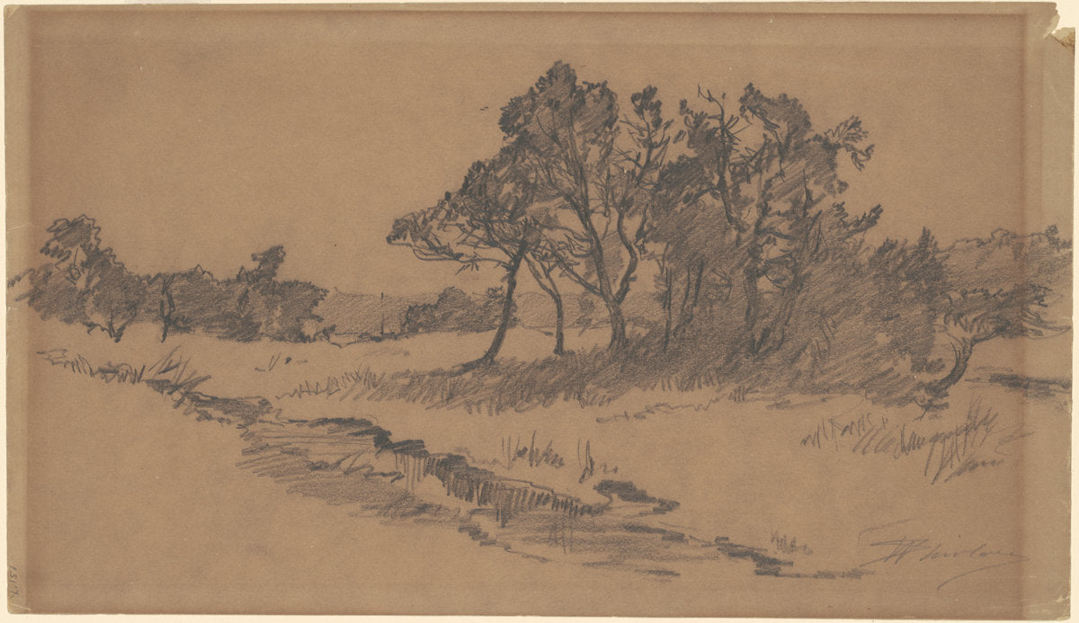 Trees in a Field by Walter Shirlaw (American, 1838 - 1909), 16X12"(A3)Poster Print