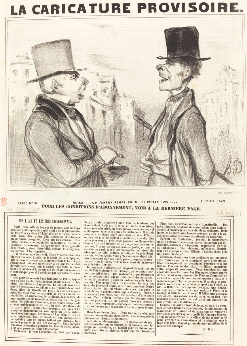 Voila!... un fameux temps pour les petits pois... by Honoré Daumier (French, 1808 - 1879), 16X12"(A3)Poster Print